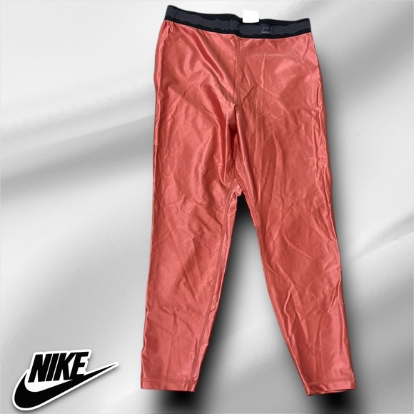 NIKE Pro High Rise Leggings DA0570-671 Canyon Rust Metallic link logo band - Picture 5 of 9